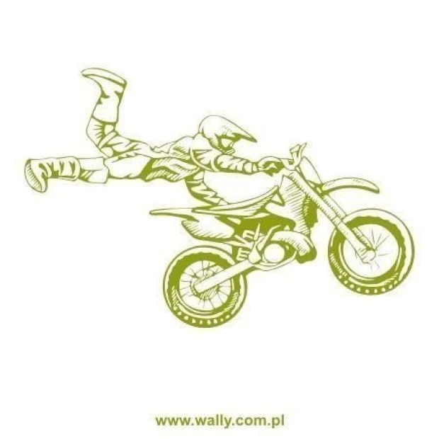 Dynamiczna naklejka motocross 1170 w odcieniach zieleni, idealna do pokoju młodego pasjonata motoryz