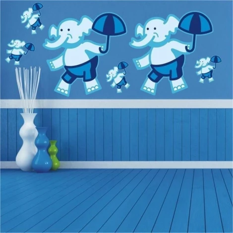 Radosna naklejka słoń 0959 w pastelowych odcieniach, idealna do dziecięcego pokoju, dodająca uroku i