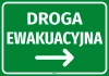 Naklejka informacyjna Droga ewakuacyjna ze strzałką w prawo - Wzór graficzny. Zielone tło z białym napisem i strzałką