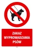 Naklejka Zakaz wyprowadzania psów - Wzór graficzny. Czerwone tło z symbolem psa w czerni i białym napisem