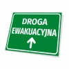 Tabliczka BHP Droga ewakuacyjna Strzałka w górę - Wzór graficzny. Zielone tło z białym napisem i strzałką w górę