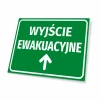 Tabliczka Informacyjna Wyjście ewakuacyjne Strzałka w górę - Wzór graficzny. Zielone tło z białym napisem i strzałką w górę