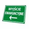 Tabliczka Informacyjna Wyjście ewakuacyjne Strzałka w lewo - Wzór graficzny. Zielone tło, białe litery, strzałka w lewo