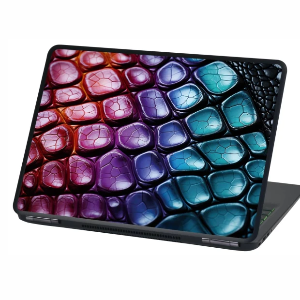 Naklejka na laptopa wielobarwna skóra P542 - Wzór graficzny. Kształty przypominają łuski w intensywnych kolorach