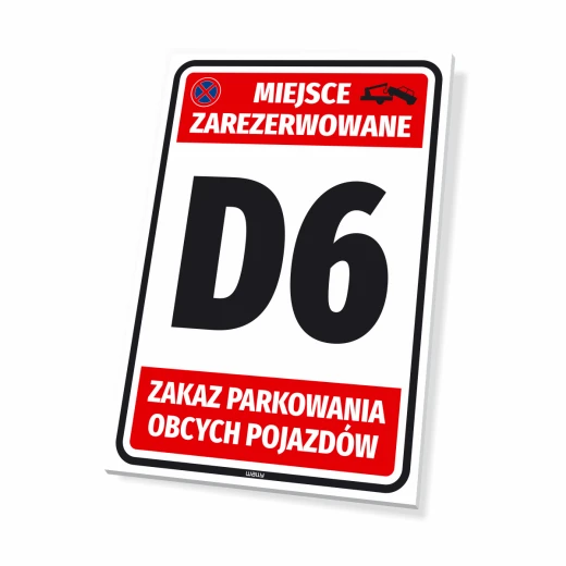 Tabliczka parkingowa Miejsce zarezerwowane Zakaz parkowania obcych pojazdów z polem na numer lub oznaczenie