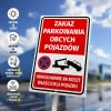 Tabliczka Zakaz parkowania obcych pojazdów - Wzór graficzny. Czerwony prostokąt z białym napisem i symbolem zakazu