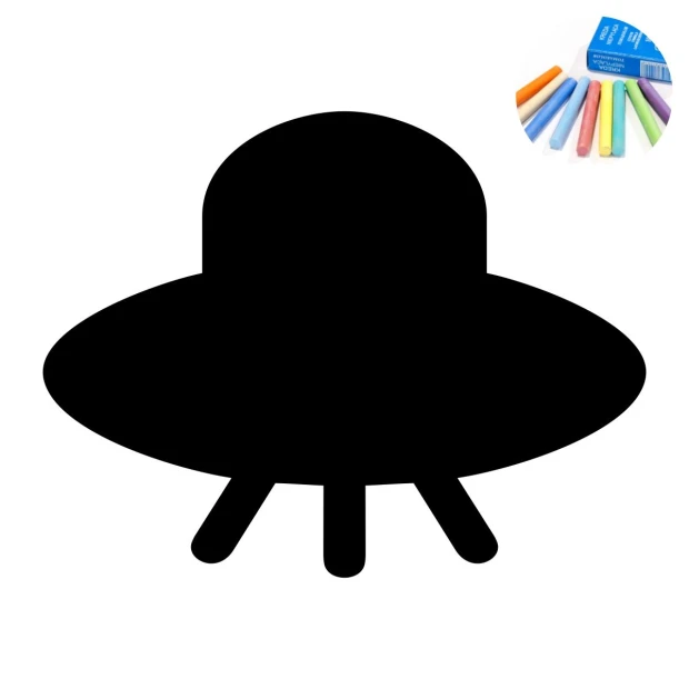 Naklejka do pisania kredą UFO 422 - Wzór graficzny. Kształt UFO z okrągłym dachem i szerokim spodem