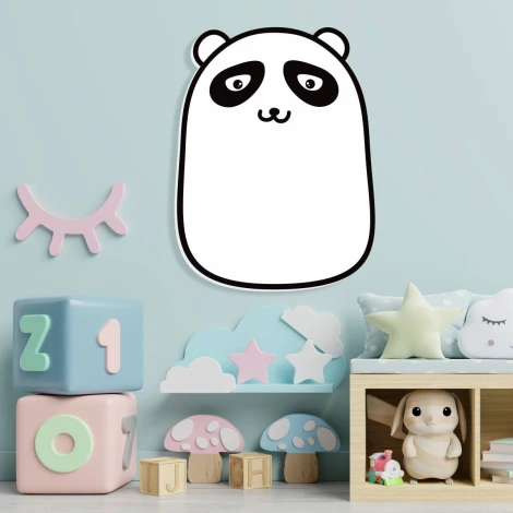 Tablica magnetyczna dla dzieci, suchościeralna Panda 013 - Aranżacja w pokoju dziecięcym. Ściany w jasnym kolorze, zabawki