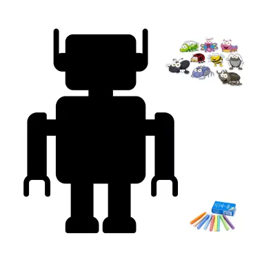 Tablica magnetyczna, kredowa Robot 416 - Wzór graficzny. Robot w kształcie prostokątów z dodatkowymi elementami
