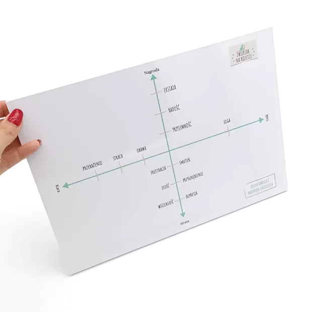 Tabliczka suchościeralna A5 - Wzór graficzny. Prosta siatka z osiami i etykietami w poziomie i pionie