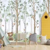 Tapeta dla dzieci Las, sympatyczne zwierzaczki 0525 DW - Aranżacja w pokoju dziecięcym. Ściany w jasnych kolorach, drewniana