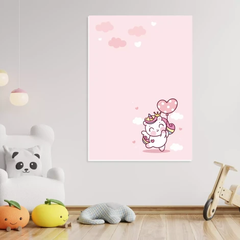 Tablica magnetyczna suchościeralna dla dzieci Kicia, księżniczka 598 - Wzór graficzny. Różowe tło z chmurkami, postać kota