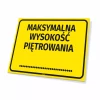 Tabliczka informacyjna: Maksymalna wysokość piętrowania - Wzór graficzny. Żółte tło z czarnym tekstem i kropkami na dole