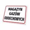 Tabliczka Magazyn gazów oddechowych w industrialnym stylu, idealna do biura lub zakładu produkcyjneg