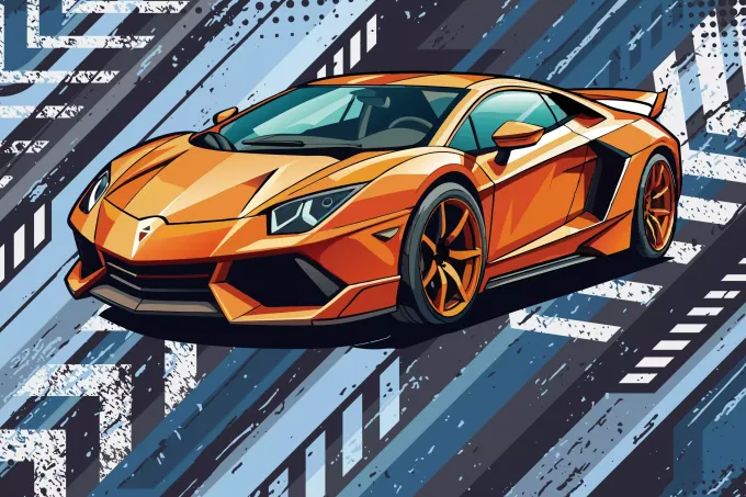 Tapeta na ścianę pokoju chłopca Supersamochod, auto sportowe 0549 - Wzór graficzny. Grafika przedstawia sportowy samochód
