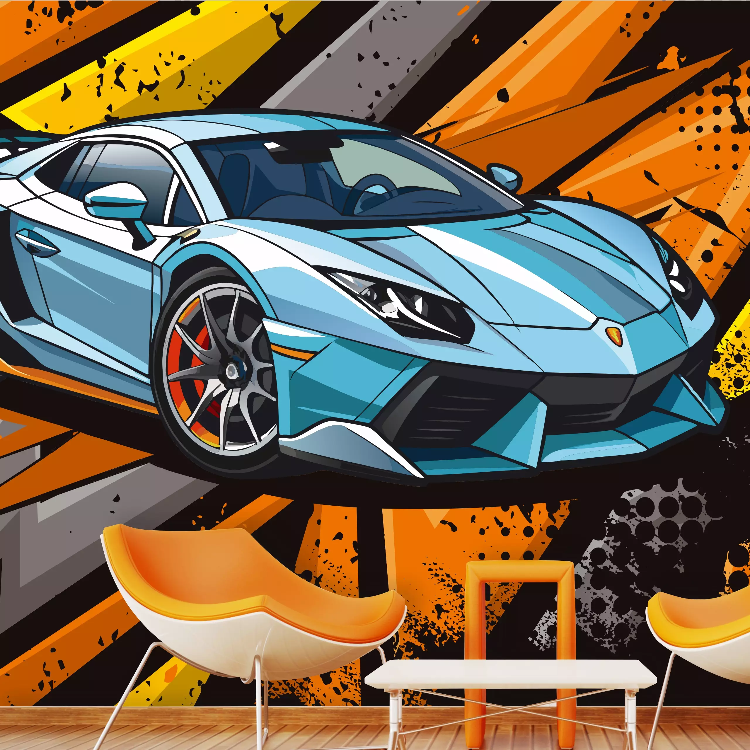 Tapeta ścienna Błękitne nowoczesne auto sportowe 0548