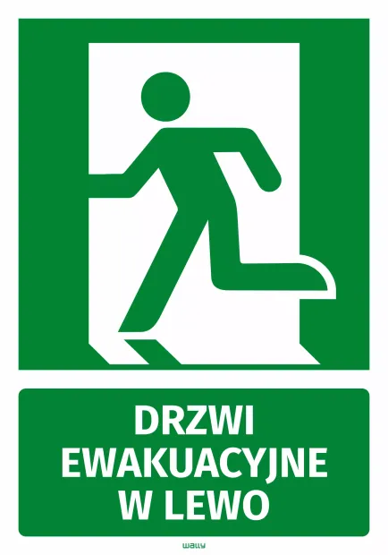 Naklejka informacyjna Drzwi ewakuacyjne w lewo
