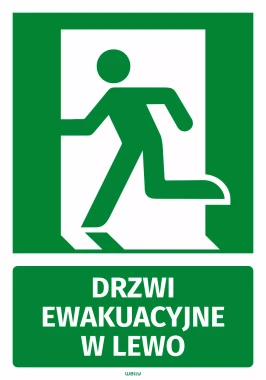 Naklejka informacyjna Drzwi ewakuacyjne w lewo