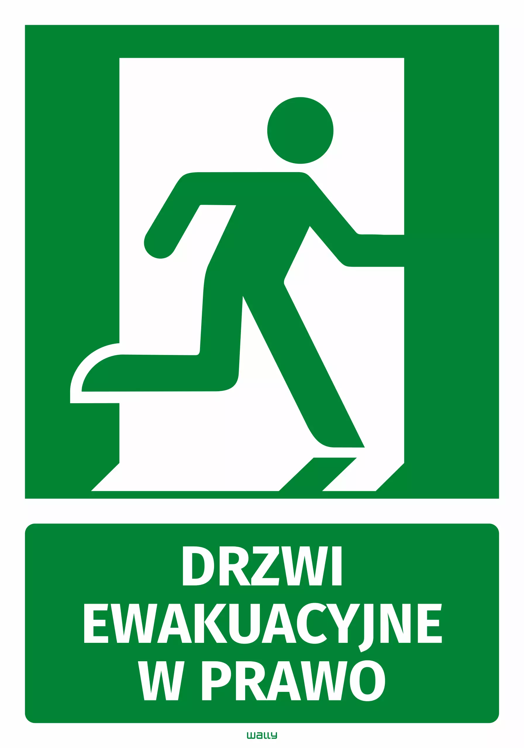 Naklejka informacyjna Drzwi ewakuacyjne w prawo
