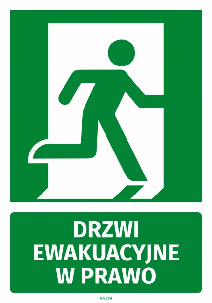 Naklejka informacyjna Drzwi ewakuacyjne w prawo