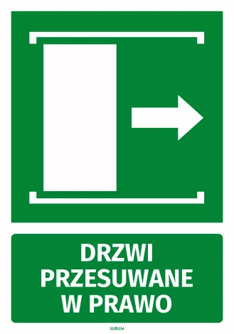 Naklejka informacyjna Drzwi przesuwane w prawo