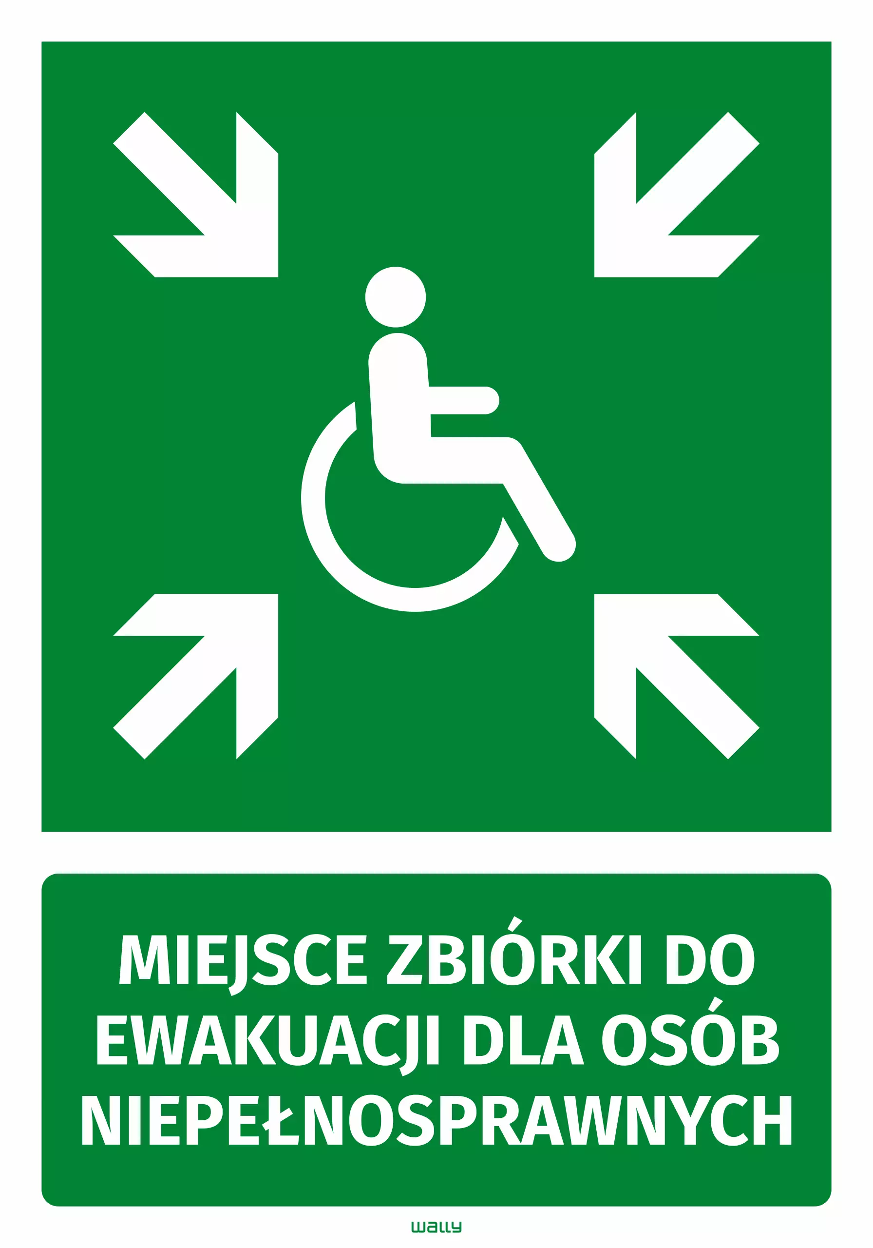 Naklejka informacyjna Miejsce zbiórki do ewakuacji dla osób niepełnosprawnych