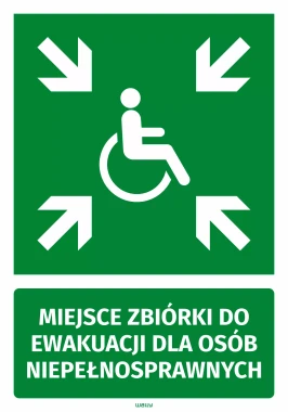 Naklejka informacyjna Miejsce zbiórki do ewakuacji dla osób niepełnosprawnych