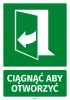 Naklejka informacyjna na drzwi Ciągnąć aby otworzyć