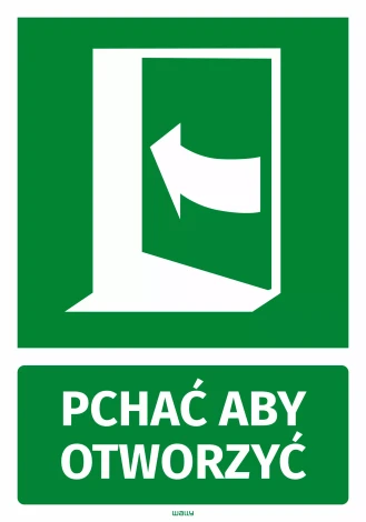 Naklejka informacyjna na drzwi Pchać aby otworzyć