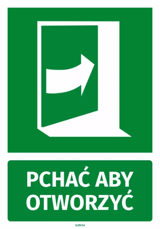 Naklejka informacyjna Pchać aby otworzyć