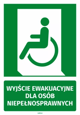 Naklejka informacyjna Wyjście ewakuacyjne dla osób niepełnosprawnych