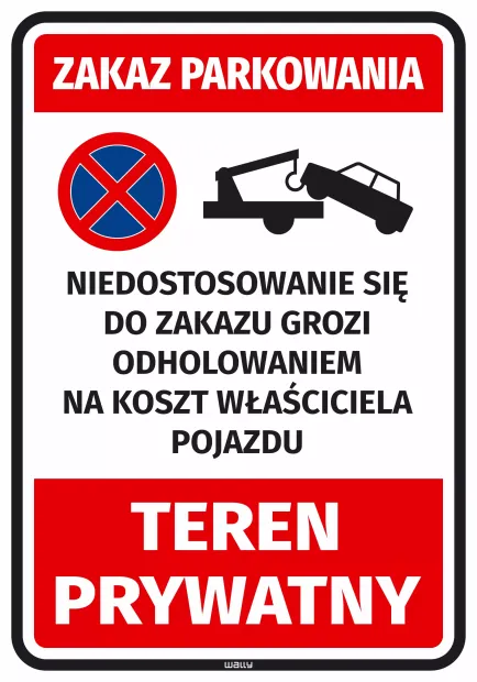 Naklejka parkingowa Zakaz parkowania - teren prywatny