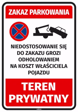 Naklejka parkingowa Zakaz parkowania Teren prywatny