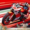 Tapeta dla chłopca Motocykl sportowy 0552 - Aranżacja w pokoju dziecięcym. Ściany w odcieniach czerwieni i bieli