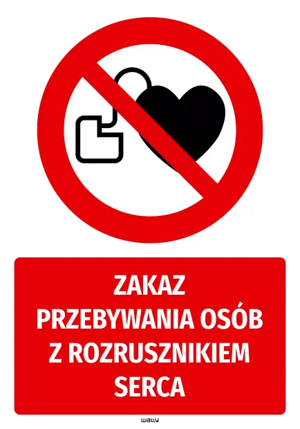 Naklejka BHP Zakaz przebywania osób z rozrusznikiem serca