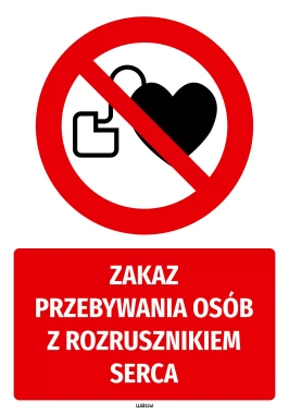 Naklejka Zakaz przebywania osób z rozrusznikiem serca