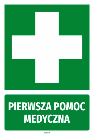 Naklejka informacyjna Pierwsza pomoc medyczna