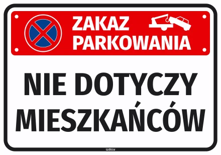 Naklejka Zakaz parkowania Nie dotyczy mieszkańców