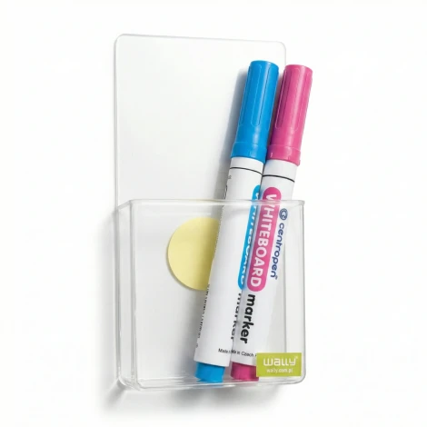 Pojemnik na akcesoria, samoprzylepny do wielokrotnej aplikacji - Wzór graficzny. Przezroczysty pojemnik z okrągłym otworem