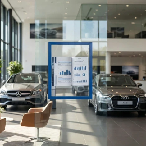 Ramk samoprzylepna dwustronna w salonie samochodowym