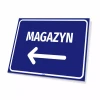 Tabliczka informacyjna Magazyn ze strzałką w lewo
