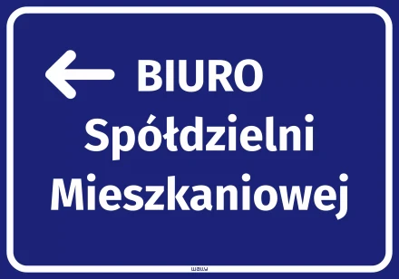 Naklejka Biuro spółdzielni mieszkaniowej, strzałka w lewo