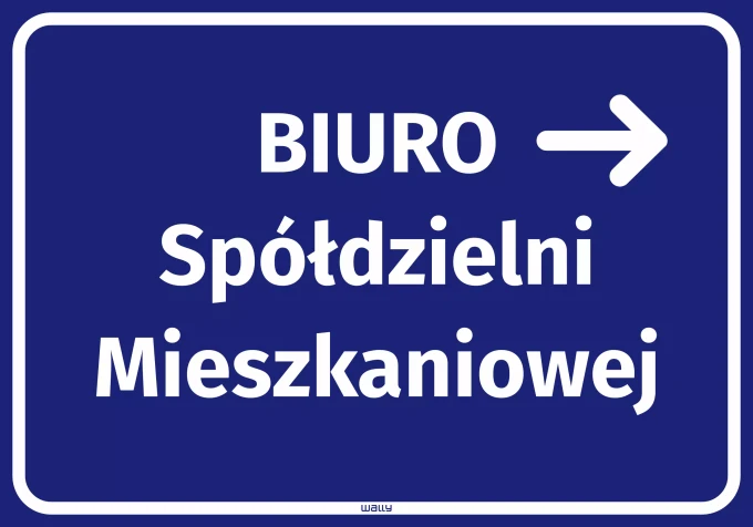 Naklejka Biuro spółdzielni mieszkaniowej, strzałka w prawo