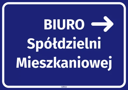 Naklejka Biuro spółdzielni mieszkaniowej, strzałka w prawo