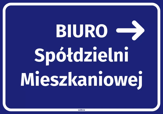 Naklejka Biuro spółdzielni mieszkaniowej, strzałka w prawo