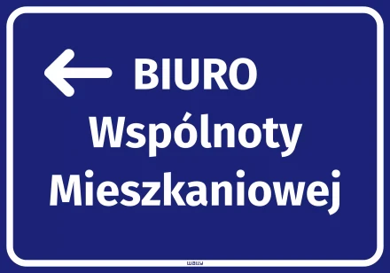 Naklejka Biuro wspólnoty mieszkaniowej, strzałka w lewo