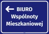 Naklejka Biuro wspólnoty mieszkaniowej, strzałka w lewo