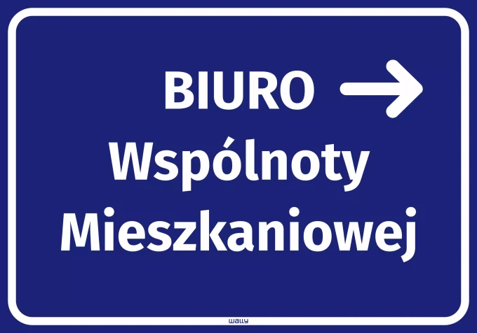 Naklejka Biuro wspólnoty mieszkaniowej, strzałka w prawo