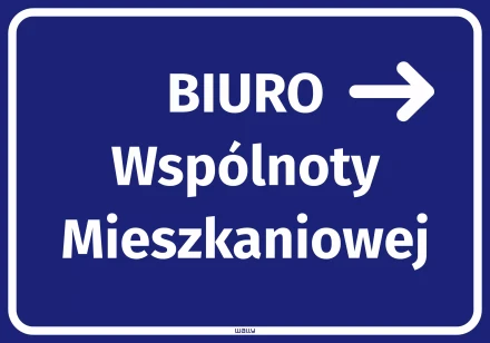 Naklejka Biuro wspólnoty mieszkaniowej, strzałka w prawo
