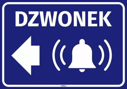 Naklejka: Dzwonek ze strzałką w lewo